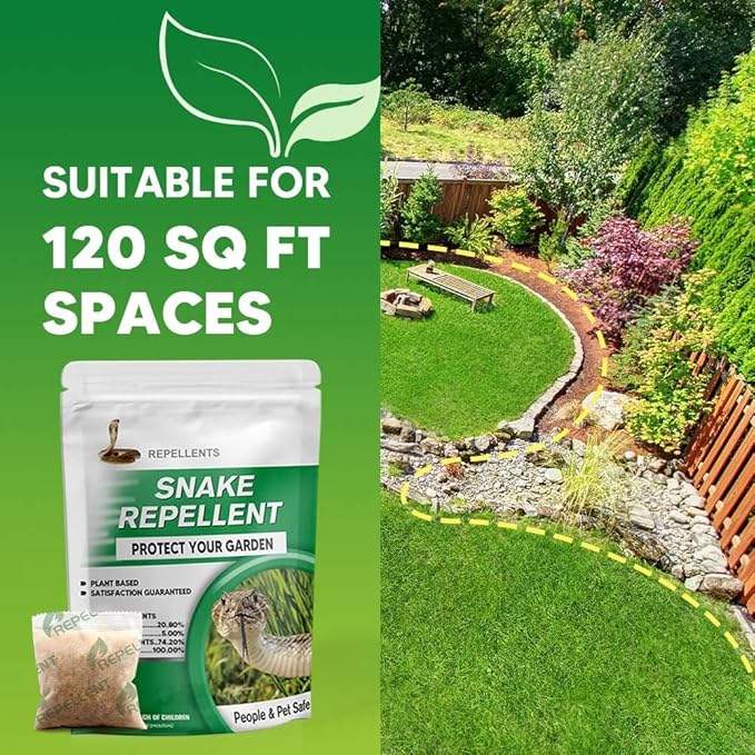 Snake Repellent for Yard Snake Deterrent Outdoor Snake Away Repellent for Garden/Lawn Backyard Snake Repellent Covers 120 Sq Ft Lasts Up to 60 Days 8Packs