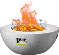 VEVOR Propane Fire Pit Outdoor Concrete Gas Fire Pit 39 in Tabletop with Lava Rocks LidRain CoverAdjust Flame Height Camping Firepit for Heating Lighting 50000 BTU