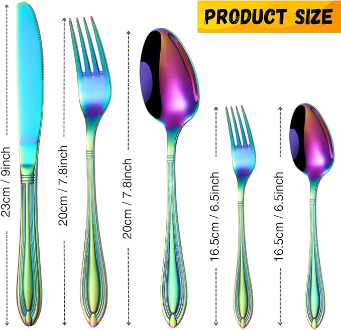 20-Piece Stainless Steel Flatware Set - 18/10 Rustproof Silverware for 4 (5-Piece Setting) | Dishwasher Safe Ergonomic Grip | Wedding &amp Household Cutlery Set in Gift Box