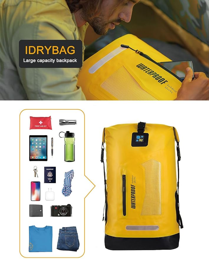 IDRYBAG Waterproof Backpack for Men 20L/30L/40L Floating Dry Bag Kayak Dry Backpack Hiking