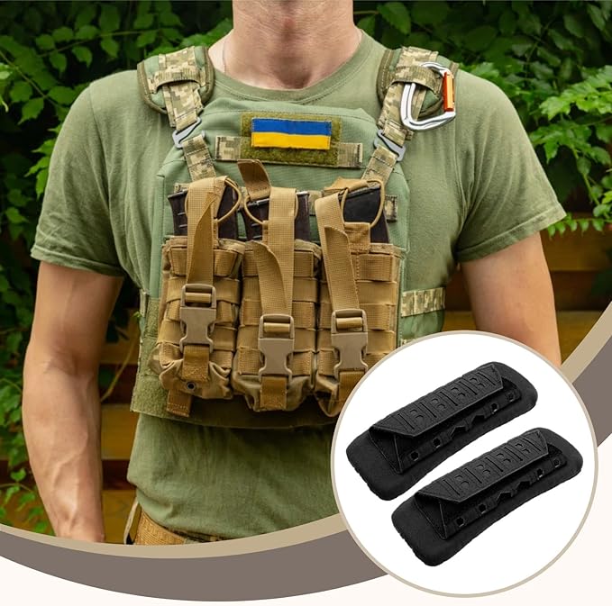 Shock Absorbing Shoulder Strap Pads 2-Piece Breathable Mesh Cushions for Tactical Vests &amp Backpacks Load Distribution for Hiking &amp Tactical Use