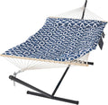 SUNCREAT Double Portable Hammock with Stand Included 475 lbs Capactiy Extra Large Two Person Hammock Blue Pattern