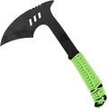MedievalDepot Full Tang Throwing Pickaxe: Tactical Survival Tool Black &amp Green - Unmatched Durability Razor-Sharp Blade Comfortable Grip Axe