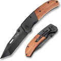 Vickay Pocket Knife Folding Knife with Clip - 3.54″ Steel Blade Wood Handle EDC Knife for Men &amp Women Outdoor Camping Hunting Hiking Fishing - Father’s Day Gift (Black)