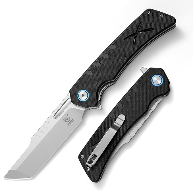 BTFLY G10 Handle Tactical Folding Knife D2 Steel Tanto Blade 3.7in EDC Pocket Knife with Liner Lock &amp Stainless Steel Clip Lightweight Bushcraft Camping Survival Knife for Men Adult