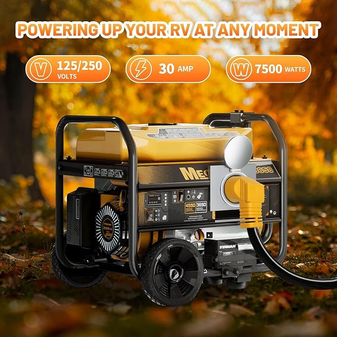 MECMO 30 Amp RV Generator Power Adapter Cord - NEMA L14-30P Male to Dual TT-30R &amp L5-30R Female Outlets 4 Prong Twist Lock 30A 125/250V to Two 30A 125V Splitter for Travel Trailer Camper ETL Lis