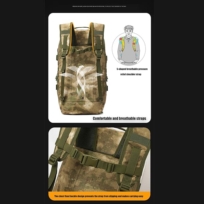 36-55L Tactical Military Backpack Gear Sport Outdoor Assault Pack Rucksack Bag MOLLE Duffel for Hunting Camping(Green)