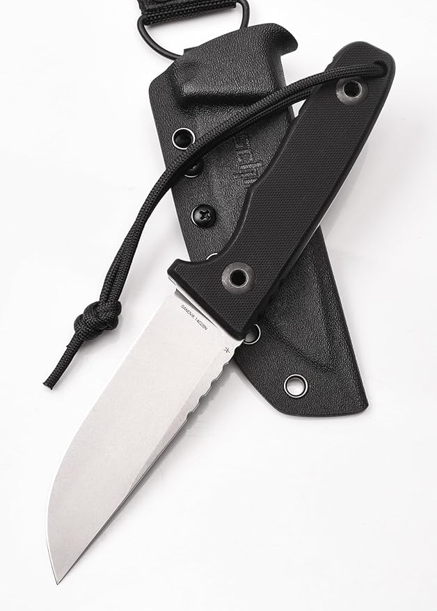 SCHNITZEL TRI - Outdoor Knife with Kydex Sheath and Dangler Carrying System – Bushcraft-Knife Outdoor Leisure Adult (Black)