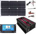 Complete Solar Power System 4000W 12V To 110V/220V Solar System Combination Inverter Solar Panel Kit Home Grid System 30A Controller + 18w12v Solar Panel(Black12V-220V)