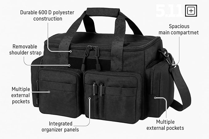 5.11 Tactical Patrol Ready 40 Liter Bag Police Security Car Front Seat Organizer Black Style 59012ABR