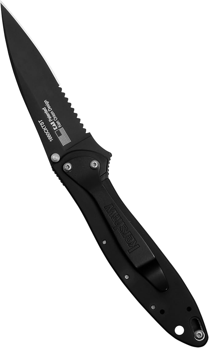 Kershaw Leek Black Serrated 3 Blade Pocketknife Bundle Appa 2.75 Serrated Tactical Folding Pocket Knife