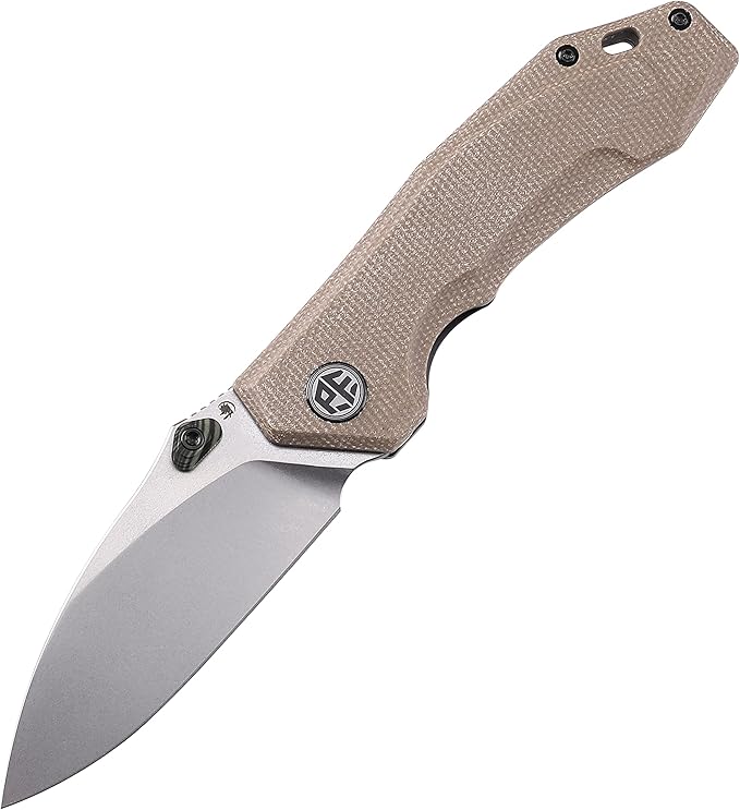 Petrified fish PFP04 Havrog3.15 K110 Stonewashed Blade 127g Micarta Handle Liner lock Folding knife (Stonewashed Khaki)