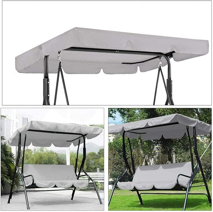 Outdoor Swing Chair Canopy Replacement Waterproof 210D Canopy for 2/3 Seater Swing Seat Sun Shade Top Cover for Garden Swing Chair Durable and UV Resistant