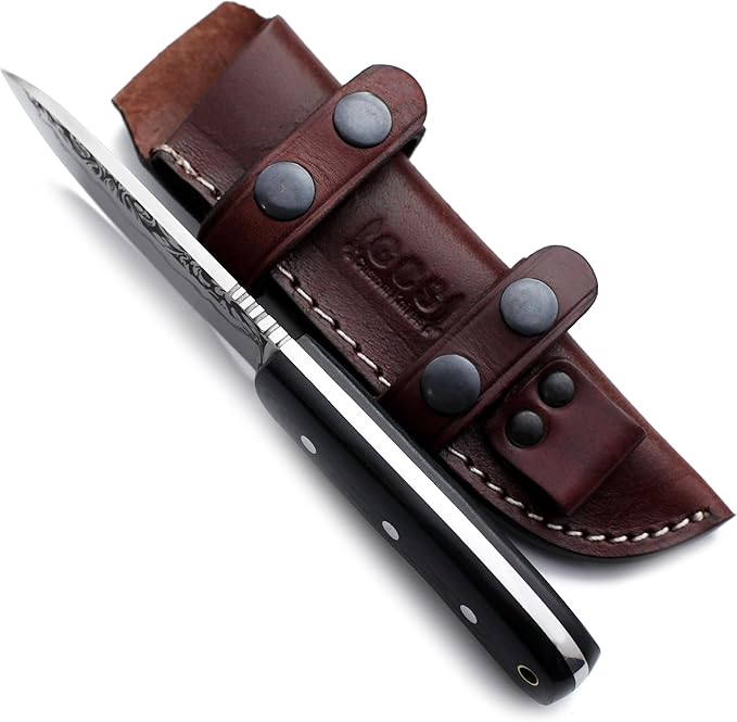 GCS Handmade D2 steel Hunting Knife G10 Full Tang Handle Fixed Blade Knife Right Hand Scout Carry Buffalo leather Sheath Hunting Camping Survival EDC-GCS 916
