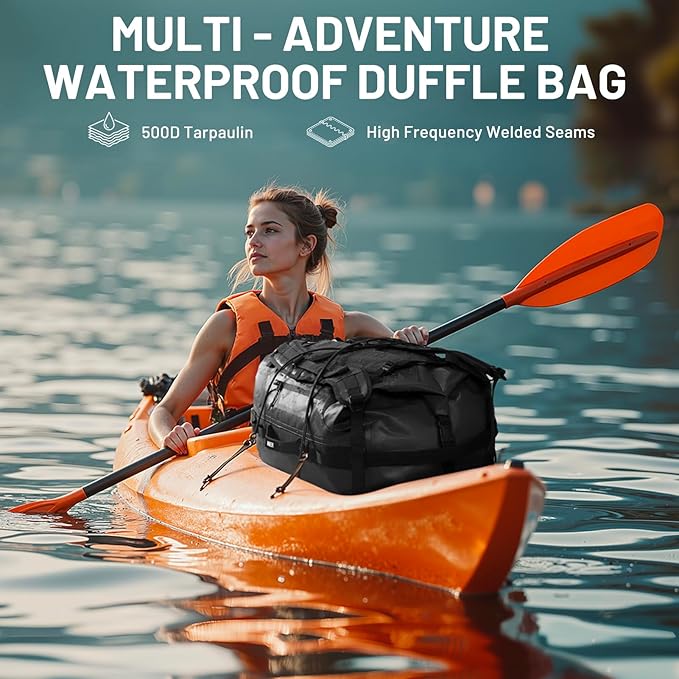 MIER Waterproof Duffel Bag Motorcycle Dry Bag Backpack Large Roll-Top Heavy Duty Dry Duffle Bags for Kayaking Camping Boating Gym Beach Cruise Ship 60L/80L
