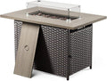 Belord 50000 BTU Propane Fire Pit Table with Lid and Lava Rock 41 inch Rectangular Outdoor Firepit Wicker Furniture Fireplace Table Perfect for Relaxed Outside Patio Backyard Ambiance Brown