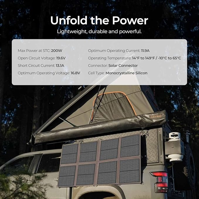 RENOGY REGO 200 Watt Portable Solar Panel Renogy Solar Blanket N-Type Foldable Solar Panel 25% High Efficiency Lightweight Solar Panels Charger for Camping RV Marine SUV Off Grid Applications