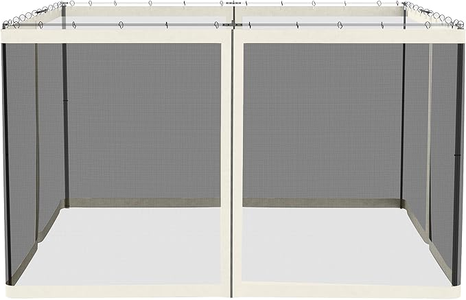 Outsunny 10' x 12' Universal Replacement Mesh Sidewall Netting for Patio Gazebos and Canopy Tents with Zippers Sidewall Only White