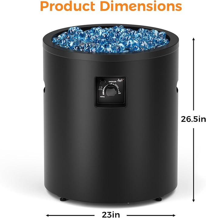 BALI OUTDOORS 50000 BTU Propane Fire Pit Outside 23 inch Outdoor Fire Pit Round Black Firepits for Outside Patio Garden Backyard
