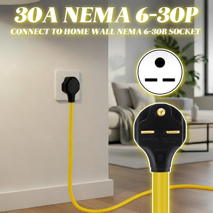 Kanayu 20FT NEMA 6-30P to 14-50R EV Charger Adapter Cord 30 Amp 240V HVAC to 50 Amp Level 2 EV Charging Power Adaptor Cord STW 10 AWG/3C ETL Listed (Not for RV or Dryer)