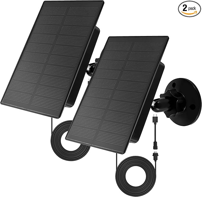 Loyala Solar Panel for Blink Blink Outdoor Camera Solar Panel Outdoor Security Camera Solar Powered Kit with 360° Adjustable Mounting IP66 Waterproof 9.8 Ft Charging Cable (2 Black-2W)
