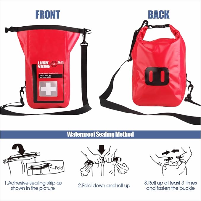 Waterproof First Aid Dry Bag Empty Roll Top Emergency Storage Bag for Boat Kayak Travel Portable Clinic Organizer (1pcs 5.0 Liters)