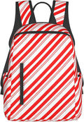 Travel Laptop Backpack Business Anti Theft Red White Stripes Christmas Candy Cane Durable Backpack College Computer Bag Gifts for Men &amp Women
