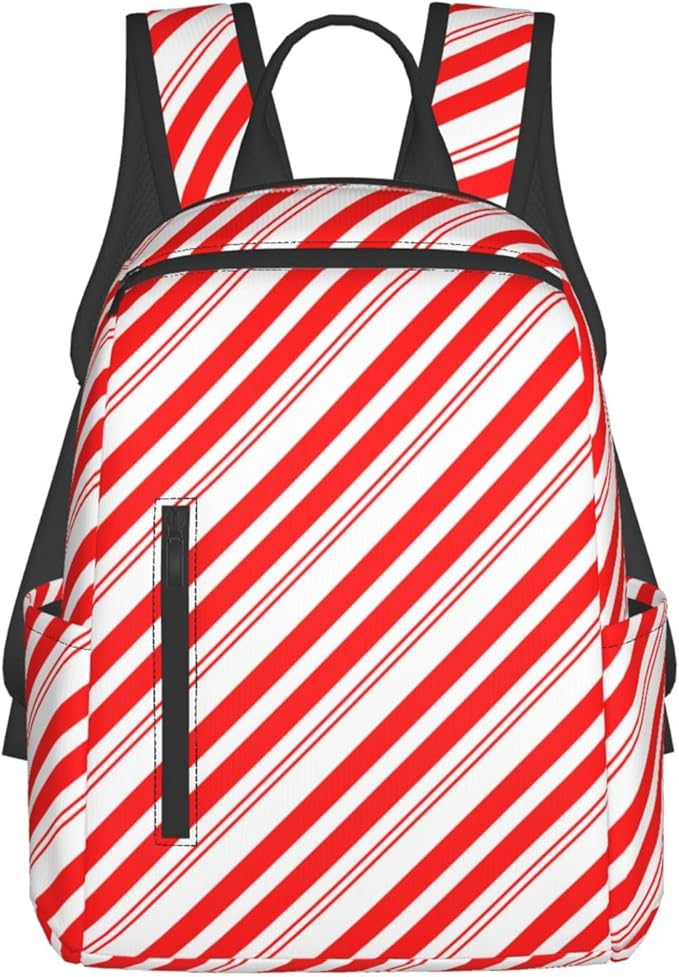 Travel Laptop Backpack Business Anti Theft Red White Stripes Christmas Candy Cane Durable Backpack College Computer Bag Gifts for Men &amp Women