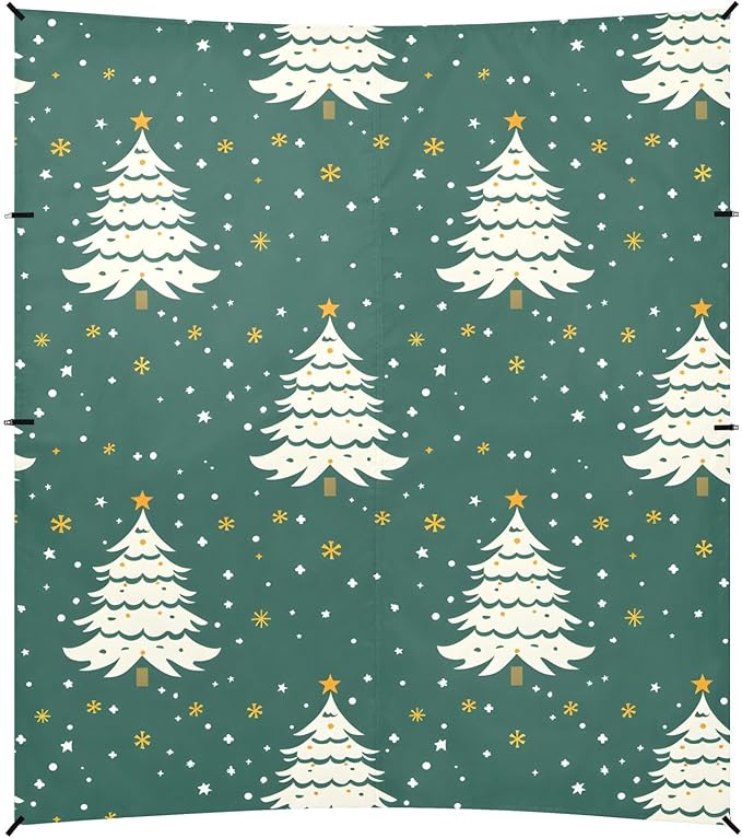 ALAZA Christmas Tree Snow Beach Tent Sun Shelter UPF50+ Protection Beach Shade Canopy w/ 4 Sandbags for Outdoor Camping Fishing Backyard Fun Picnic 10x9 ft