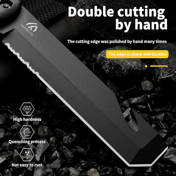 HUANG FU 1PC outdoor knife fixed blade can be used for outdoor activities hiking and trekking and is a multifunctional tool suitable for various environments. Men's Gift