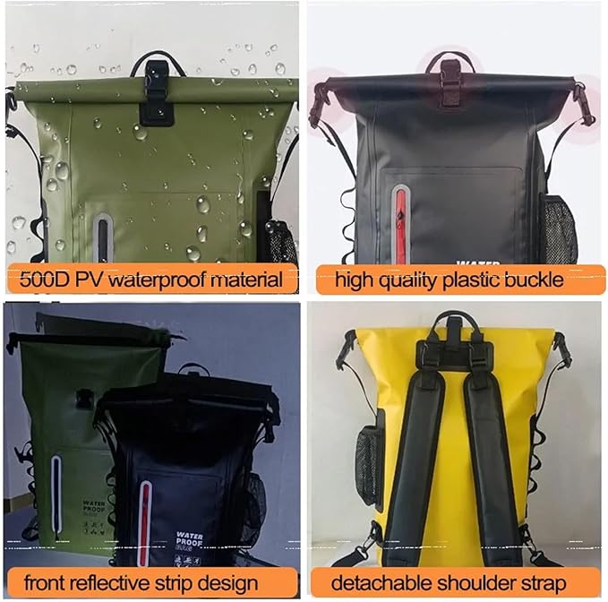 Waterproof Kayak Dry Bag Drift Swimming Backpack Large River Trekking Shoulder Beach Diving Dry Rafting Canoeing PVC Camping Bag(Black)