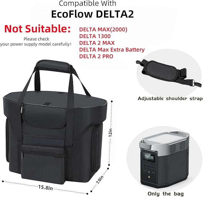 Compatible with ECOFLOW DELTA 2 Bag - Carrying Case &amp Soft Generator Cover |Durable Storage Case for Camping Essentials &amp Travel Accessories | Compatible with ECOFLOW DELTA 2 Power Station