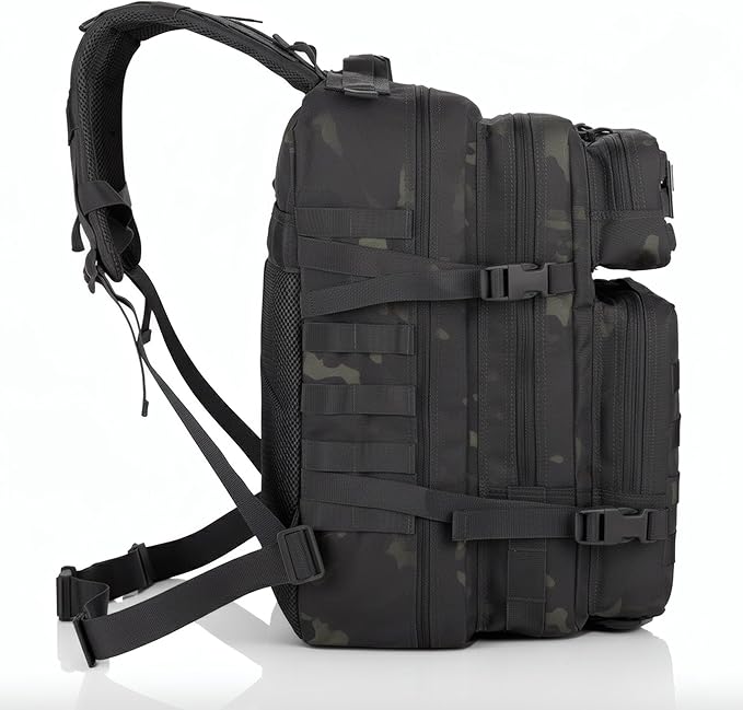 Military Tactical Backpack for Men and Women Molle 45L Large Army 3 Days Assault Pack Bug Out Bag Water Resistant and Heavy Duty Hiking Camping Treeking Rucksack -Black CP