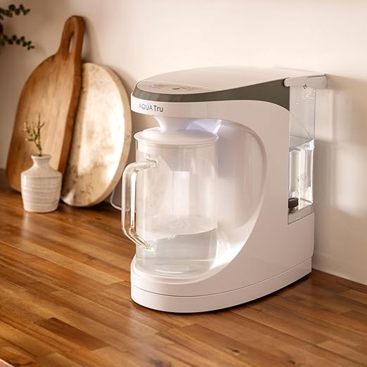 AquaTru Carafe Alkaline Countertop Water Purifier | Certified 4-Stage RO System Removes 84 Contaminants Including Forever Chemicals Lead &amp Fluoride | Adds Healthy Minerals | No Plumbing