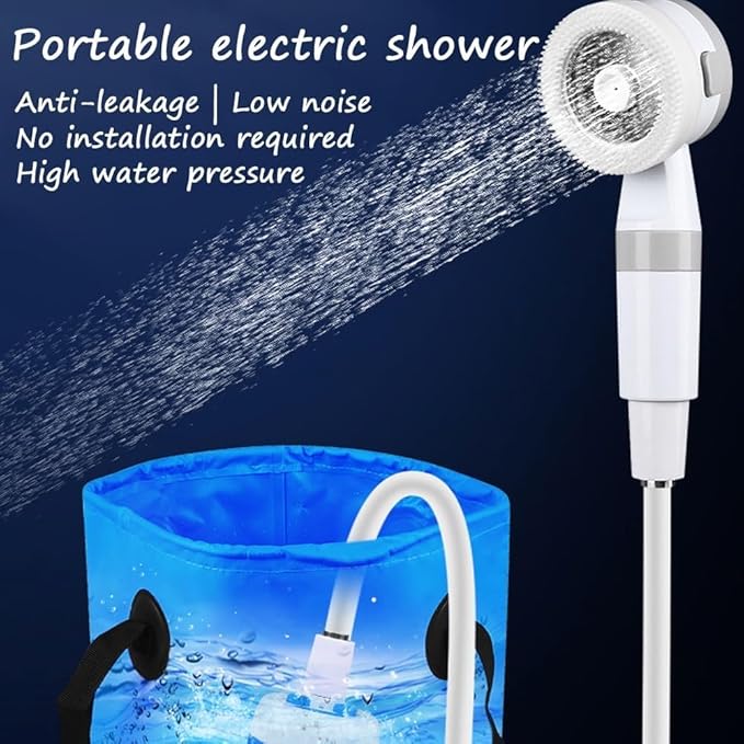 Portable Camping Shower with Adjustable Flow–for Easy &amp Convenient Outdoor CleaningUpgrade Rechargeable Electric Shower Pump with Intelligent Multiple Spray Modes for CampingHikingTraveling