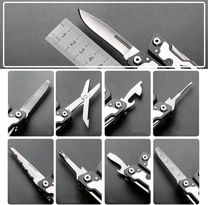 Portable Pocket Multi Tool Folding Multitool Pliers with Knife Saw Safety Lock Multi Tool for Survival Outdoor Camping Hiking Man's Gift