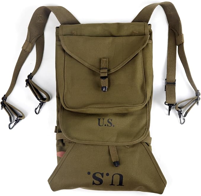 ANQIAO WW2 US M1928 Haversack Olive Green (m1928 haversack with tail pack)