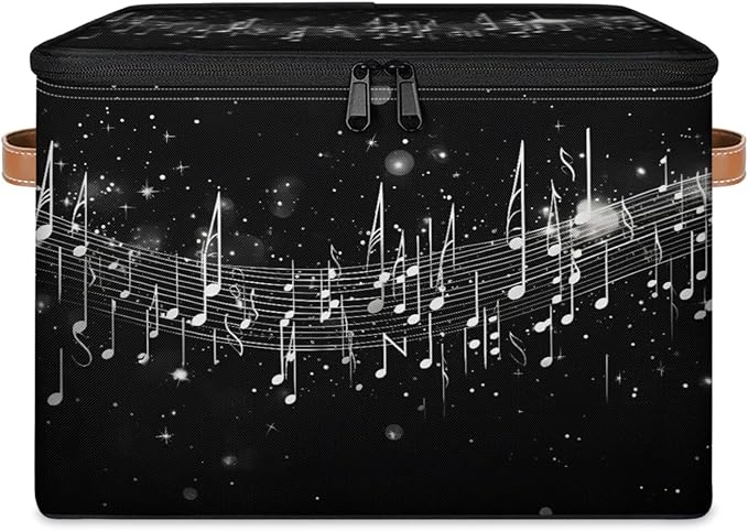 Storage Bins with Lids Jumping Notes Storage Basket Clothes Organizer with Handles Closet Storage Containers for Clothing Bedding Blanket