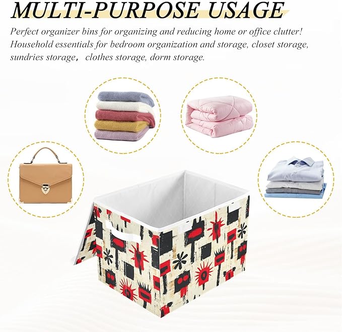 Storage Cube with Lid Abstract Pattern Print 16.5×12.6×11.8 IN Collapsible Large Capacity Foldable Storage Basket Bin Organizer