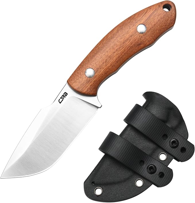 CJRB Mutt Fixed Blade Knife 3.18 AR-RPM9 Steel Blade EDC Camping Knife with Wood Handle Full Tang Hunting Survival Knives with Sheath J1958 WD