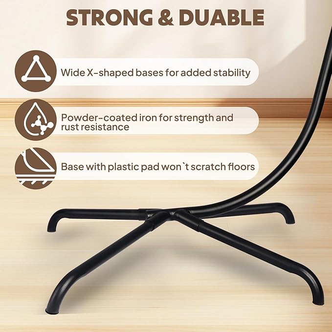 Chihee Hanging Egg Chair StandStrong Iron Hammock Chairs Frame with Spring Hook Stable BaseHeavy Duty Swing Chair Stands 330 lbsC Stand for Hanging Seat Indoor Outdoor Bedroom Patio Garden Balcony