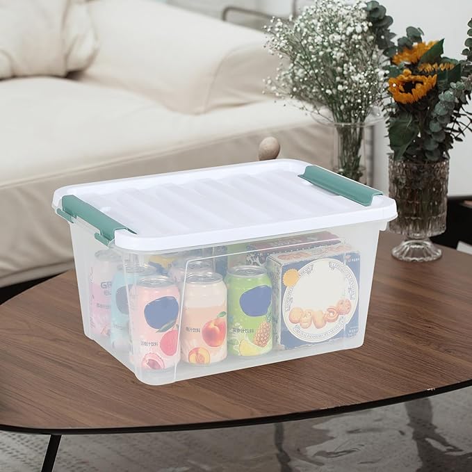 Quickquick 20 Quart Plastic Clear Latching Box 6-Pack Clear Storage Box