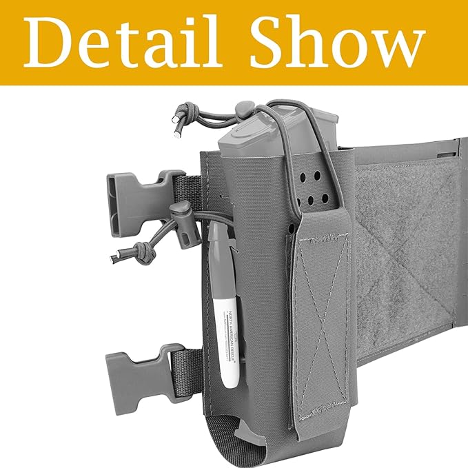 Tactical Molle Mission Extender with Storage Pouch Multi-function Chest Toolkit Extension Chassis Portable Chest Mounted Organizer Bag(Gray)