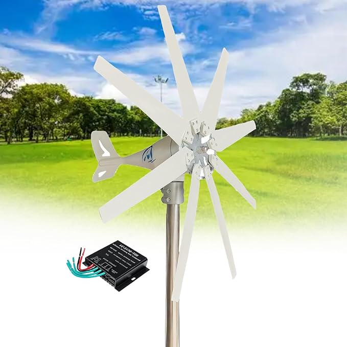 Wind Turbine Generator 14000W Wind Turbine Generator Kit 12V 24V 48V 8Blades with MPPT ControllerAuto Adjust Windward Direction for Marine/Household/Hybrid Solar Wind Power System¡­(12v With Controll