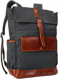 Heavy-Duty Wax Canvas with Top Layer Cowhide Retro Backpack Suitable for Men and Women'S Leisure/Hiking/Traveling/College Canvas Backpack(8431-Army Green)