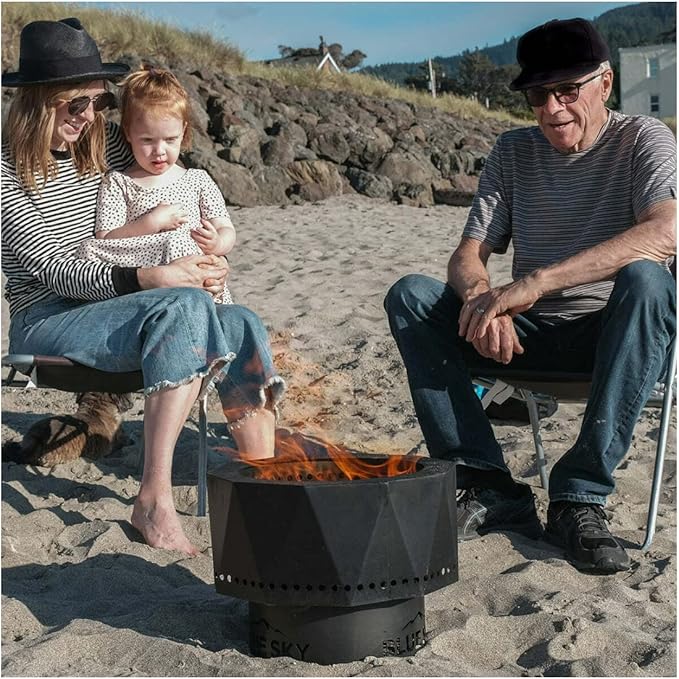 Blue Sky Outdoor Living Ridge Portable Fire Pit Portable Smokeless Fire Pit with Carrying Bag Black