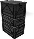 SIDIO Crate Pro Pack - 2 Full-Size &amp 1 Half-Size Heavy Duty Stackable Storage Bins Totes and Containers with Lids and Dividers - Durable Plastic Organizer for Home Office Garage and Outdoor Us
