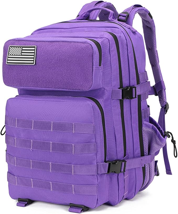 Military Tactical Backpack for Men and Women 45L Large Rucksack Army 3 Day Assault Pack Molle Backpacks (Purple)