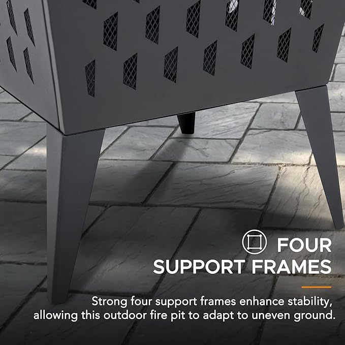 Sunjoy 18 in. Hartefeld Fire Pit Steel Outdoor Patio Fire Pit Wood Burning Backyard Firepit with PVC Cover and Fire Poker