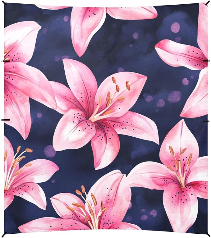 ALAZA Cute Chic Lily Watercolor Floral Flower Beach Tent Sun Shelter Portable Canopy Sunshade for Outdoor Camping Picnics Backyard Fun 10x9 ft